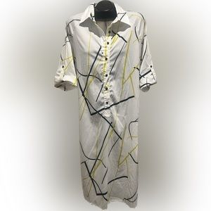 Size small comfort/loose dress. Buttons on sides for an optional split look.